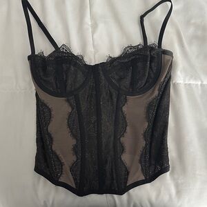 Urban Outfitters Black Sheer Lace Crop Top